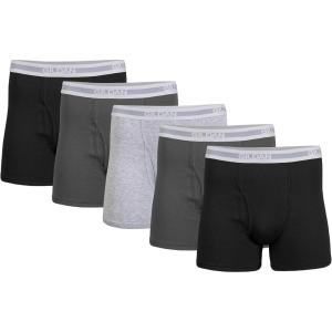 imageGildan Mens Underwear Boxer Briefs MultipackBlackCharcoalSport Grey 5pack  Shorter Length
