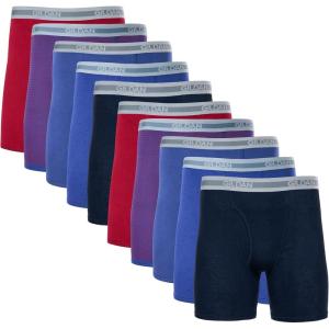 imageGildan Mens Underwear Boxer Briefs MultipackCardinal RedStripeMetro BlueDotNavy 10pack  Classic Length