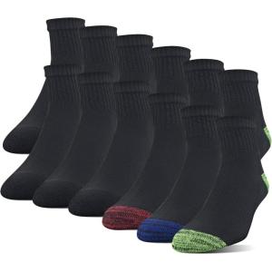 imageGildan Mens Polyester Half Cushion Ankle Socks 12PairsAssorted