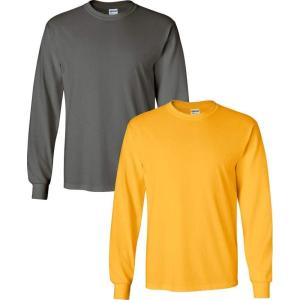 imageGildan Adult DryBlend Long Sleeve TShirt Style G8400 2Pack1 Gold  1 Charcoal