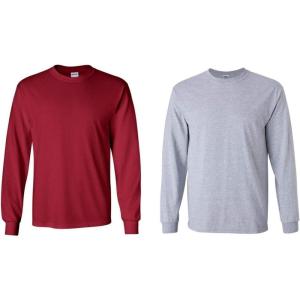 imageGildan Adult DryBlend Long Sleeve TShirt Style G8400 2Pack1 Sport Grey  1 Cardinal Red