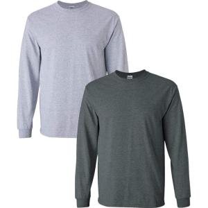 imageGildan Adult DryBlend Long Sleeve TShirt Style G8400 2Pack1 Sport Grey  1 Dark Heather