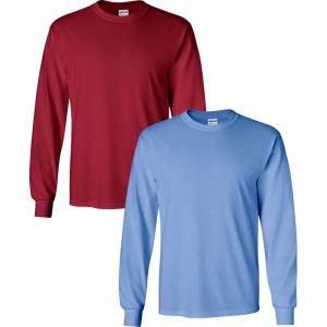 imageGildan Adult DryBlend Long Sleeve TShirt Style G8400 2PackCardinal RedCarolina Blue