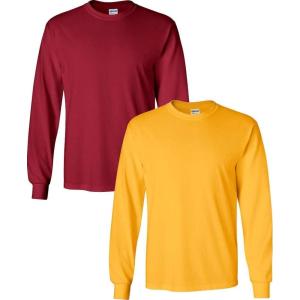 imageGildan Adult DryBlend Long Sleeve TShirt Style G8400 2PackCardinalGold