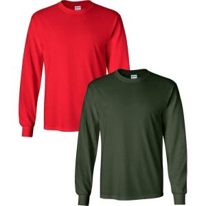 imageGildan Adult DryBlend Long Sleeve TShirt Style G8400 2PackRedForest Green