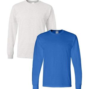 imageGildan Adult DryBlend Long Sleeve TShirt Style G8400 2PackRoyalAsh Grey