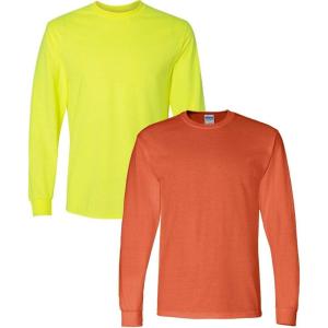 imageGildan Adult DryBlend Long Sleeve TShirt Style G8400 2PackSafety GreenOrange