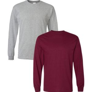 imageGildan Adult DryBlend Long Sleeve TShirt Style G8400 2PackSport GreyMaroon