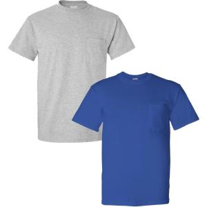 imageGildan Unisex Adult Ultra Cotton TShirt with Pocket Style G2300 2Pack1 Sport Grey  1 Royal