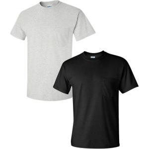 imageGildan Unisex Adult Ultra Cotton TShirt with Pocket Style G2300 2PackAshBlack