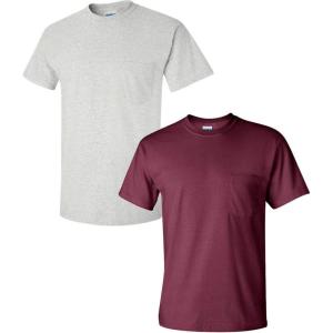 imageGildan Unisex Adult Ultra Cotton TShirt with Pocket Style G2300 2PackAshMaroon