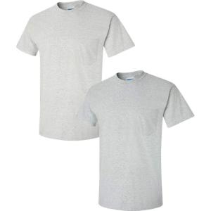imageGildan Unisex Adult Ultra Cotton TShirt with Pocket Style G2300 2PackAshSportgrey