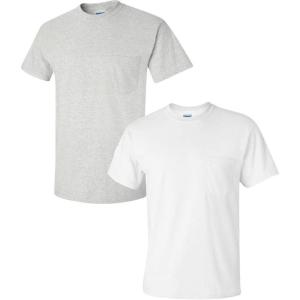 imageGildan Unisex Adult Ultra Cotton TShirt with Pocket Style G2300 2PackAshWhite