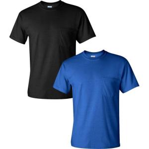 imageGildan Unisex Adult Ultra Cotton TShirt with Pocket Style G2300 2PackBlackRoyal