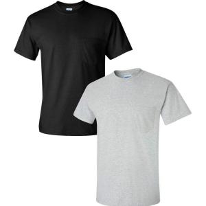 imageGildan Unisex Adult Ultra Cotton TShirt with Pocket Style G2300 2PackBlackSportgrey