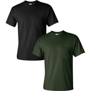 imageGildan Unisex Adult Ultra Cotton TShirt with Pocket Style G2300 2PackForest Green