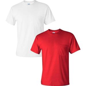 imageGildan Unisex Adult Ultra Cotton TShirt with Pocket Style G2300 2PackRed