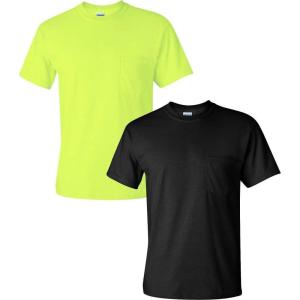 imageGildan Unisex Adult Ultra Cotton TShirt with Pocket Style G2300 2PackSafetygreenBlack