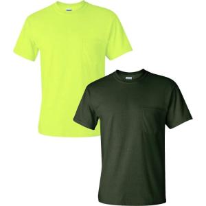 imageGildan Unisex Adult Ultra Cotton TShirt with Pocket Style G2300 2PackSafetygreenForest