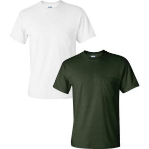 imageGildan Unisex Adult Ultra Cotton TShirt with Pocket Style G2300 2PackWhiteForest
