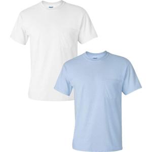 imageGildan Unisex Adult Ultra Cotton TShirt with Pocket Style G2300 2PackWhiteLightblue