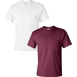imageGildan Unisex Adult Ultra Cotton TShirt with Pocket Style G2300 2PackWhiteMaroon