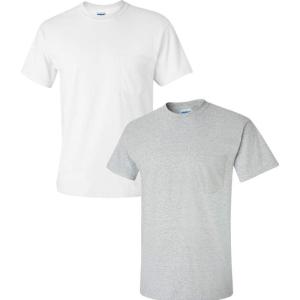 imageGildan Unisex Adult Ultra Cotton TShirt with Pocket Style G2300 2PackWhiteSportgrey