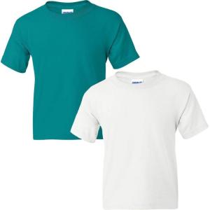 imageGildan Youth DryBlend TShirt Style G8000B 2Pack1 Jade Dome  1 White