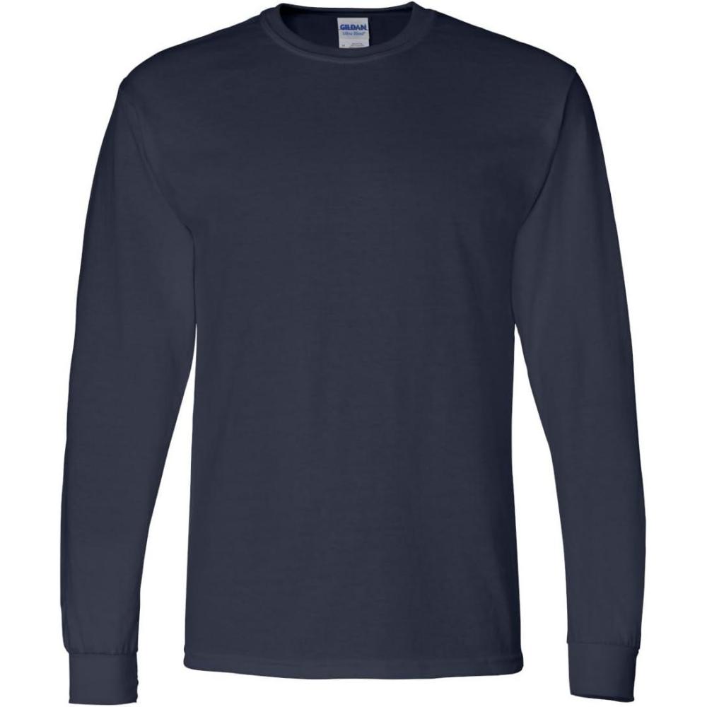 imageCotton 6 oz LongSleeve TShirt G2401 Safety Green  1 Navy