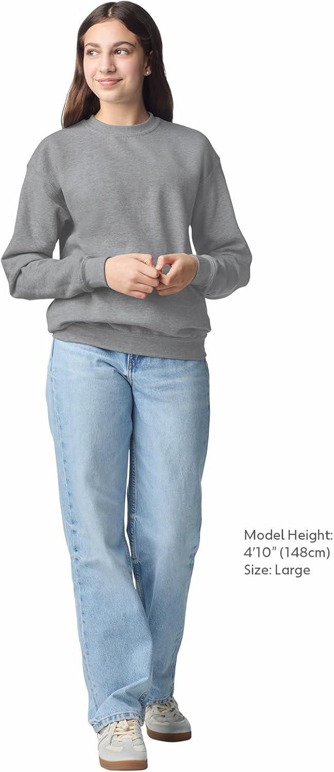 imageGildan unisexchild Fleece Crewneck Sweatshirt Style G18000bSport Grey
