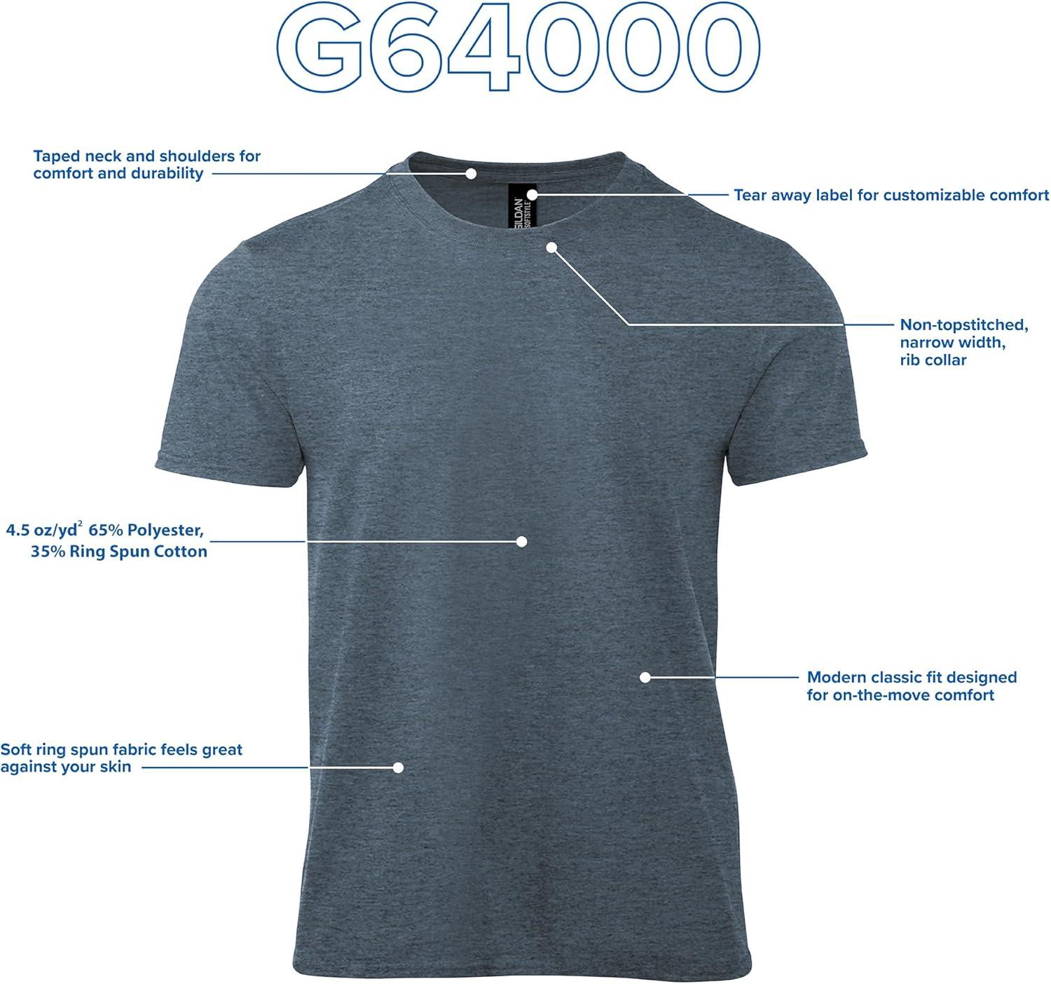 imageGildan Adult Softstyle Cotton TShirt Style G64000 MultipackDark Heather  Case of 72