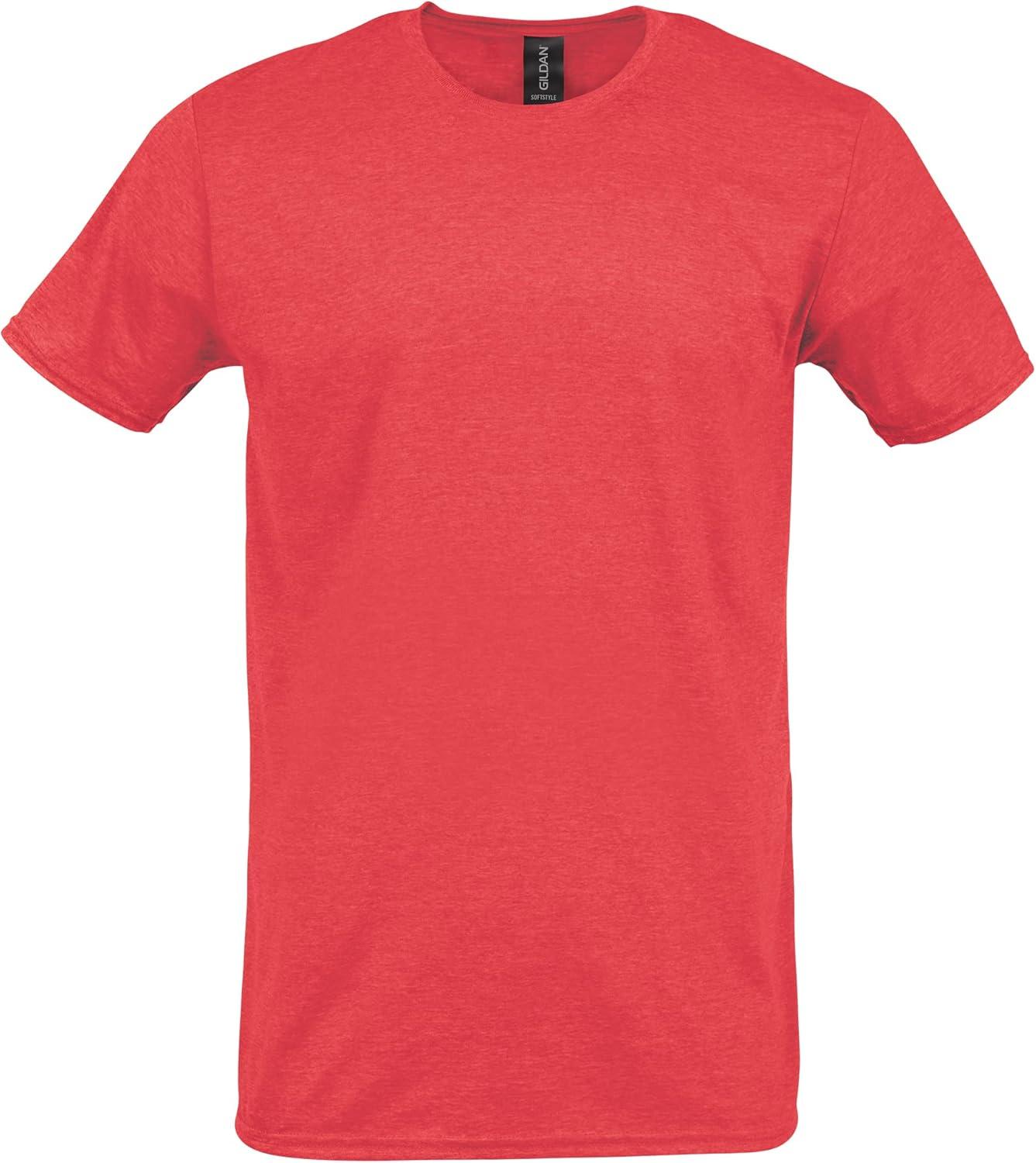 imageGildan Adult Softstyle Cotton TShirt Style G64000 MultipackHeather Red 2pack