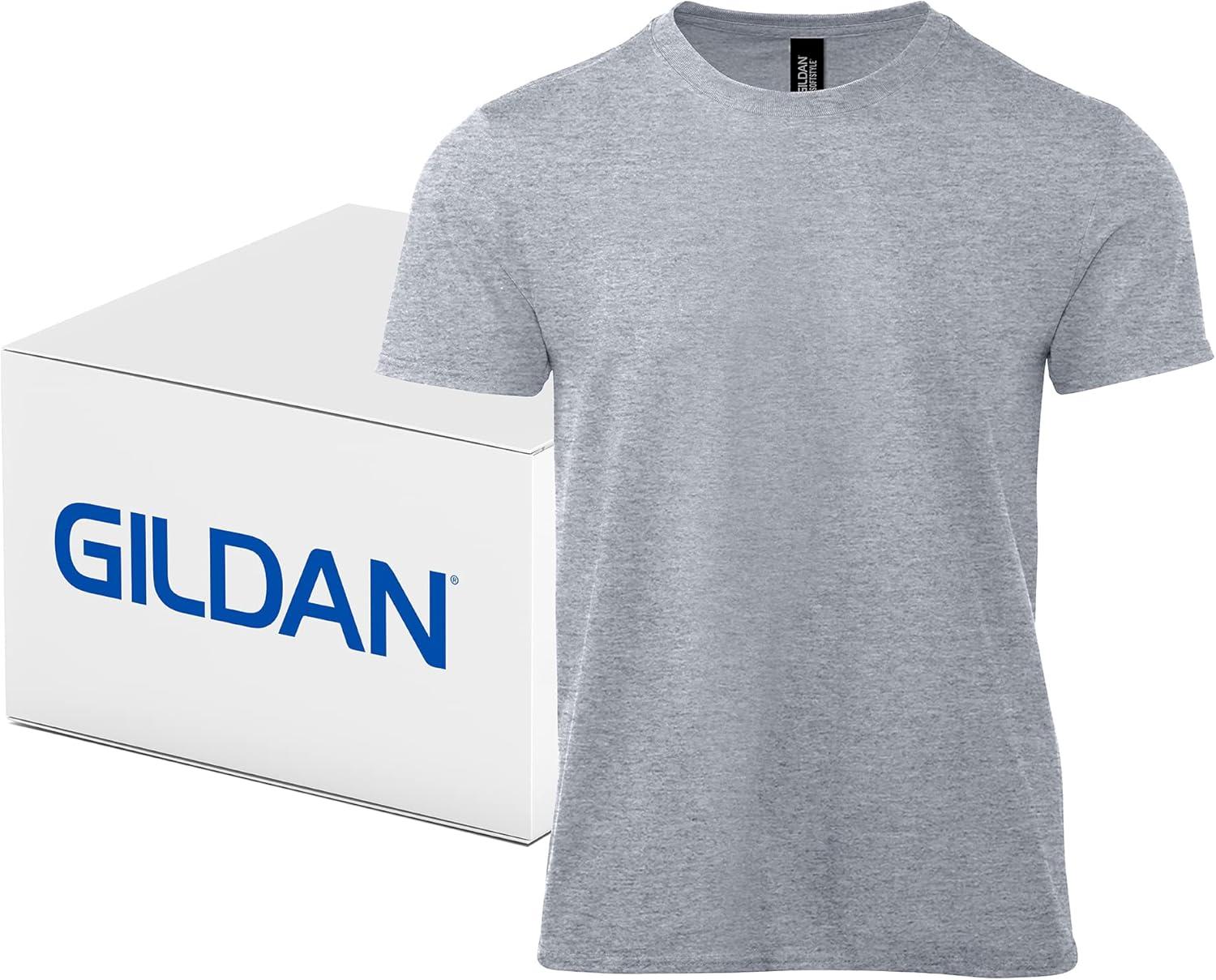 imageGildan Adult Softstyle Cotton TShirt Style G64000 MultipackRing Spun Sport Grey  Case of 36