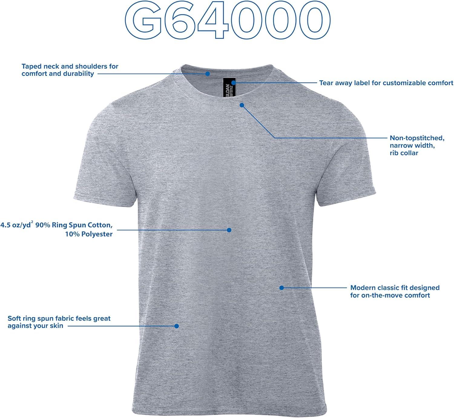 imageGildan Adult Softstyle Cotton TShirt Style G64000 MultipackRing Spun Sport Grey  Case of 36