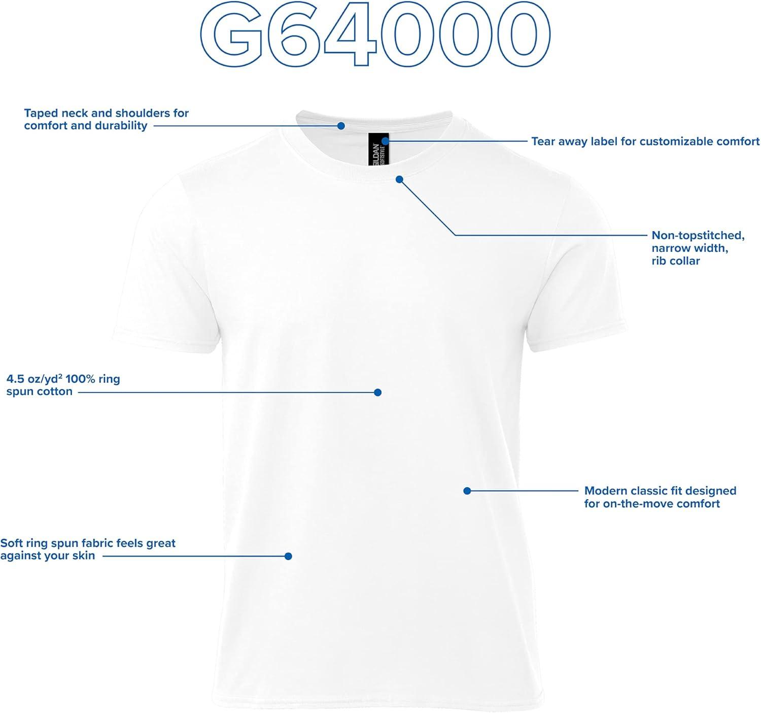 imageGildan Adult Softstyle Cotton TShirt Style G64000 MultipackWhite  Case of 72