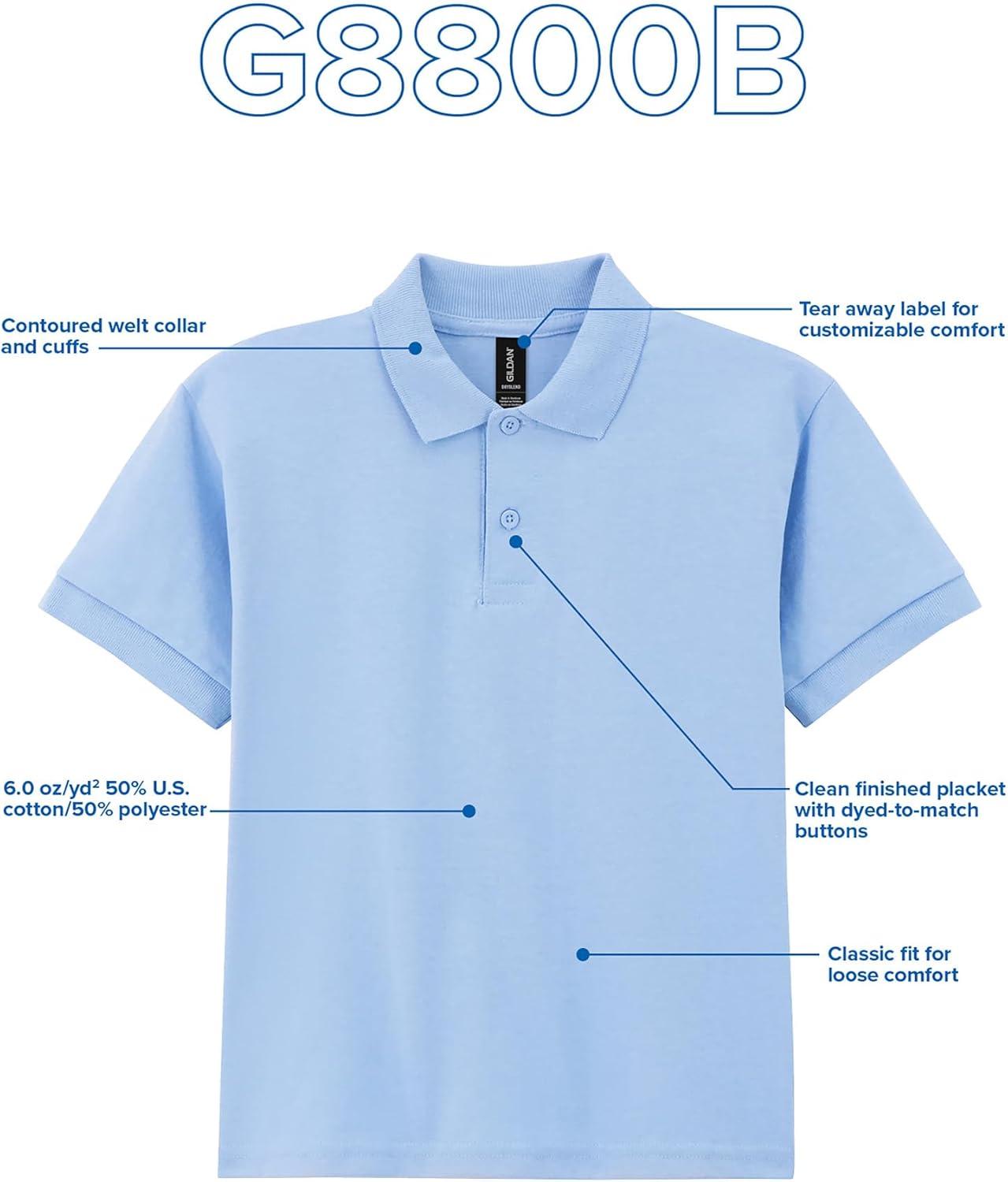 imageGildan Kids DryBlend Short Sleeve Polo Style G8800b 3PackBlack