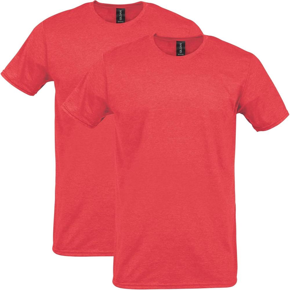 imageGildan Adult Softstyle Cotton TShirt Style G64000 MultipackHeather Red 2pack