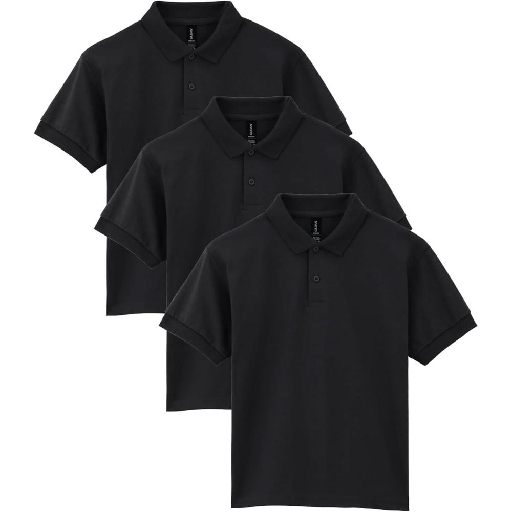 imageGildan Kids DryBlend Short Sleeve Polo Style G8800b 3PackBlack