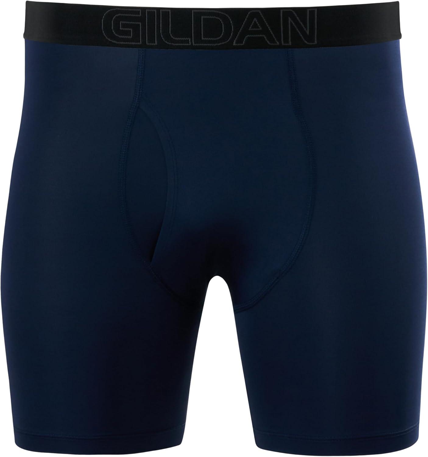 imageGildan mens Performance Underwear Boxer BriefsBlackBrilliant BlueNavyMosaic Blue 6pack