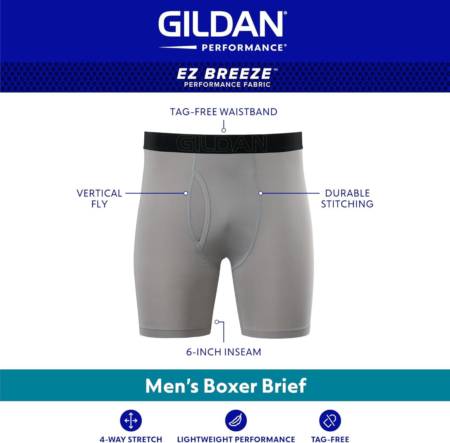 imageGildan mens Performance Underwear Boxer BriefsBlackCharcoalOpal Grey 6pack