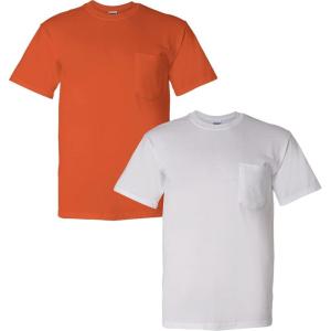 image:imageGildan Adult Ultra Cotton TShirt with Pocket Style G2300 2Pack1 Orange  1 White