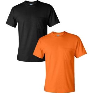 image:imageGildan Adult Ultra Cotton TShirt with Pocket Style G2300 2PackBlackSafetyorange