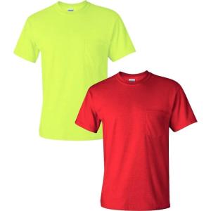 image:imageGildan Adult Ultra Cotton TShirt with Pocket Style G2300 2PackSafetygreenRed