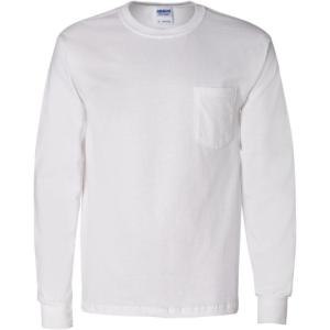 image:imageGildan Ultra Cotton Long Sleeve Pocket TShirtMedium white