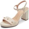 imageRockport Womens Tabitha TwoStrap Heeled SandalVanilla Leather Pearl