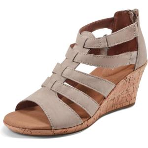 imageRockport Womens Briah Gladiator Wedge SandalNew Taupe Nubuck