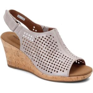 imageRockport Womens Briah Perforated Slingback SandalMetallic Khaki Leather