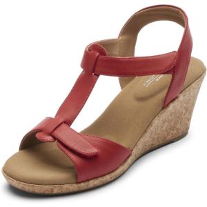 imageRockport Womens Blanca T Strap Wedge SandalCayenne Red Synthetic