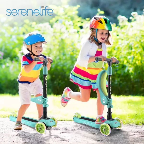 3 Wheeled Scooter for Kids - 2-in-1 Sit/Stand Child Toddlers Toy Kick Scooters w/Flip-Out Seat, Adjustable Height, Wide Deck, Flashing Wheel Lights, Great for Outdoor Fun