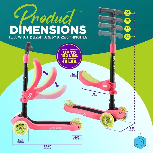 3 Wheeled Scooter for Kids - 2-in-1 Sit/Stand Child Toddlers Toy Kick Scooters w/Flip-Out Seat, Adjustable Height, Wide Deck, Flashing Wheel Lights, Great for Outdoor Fun